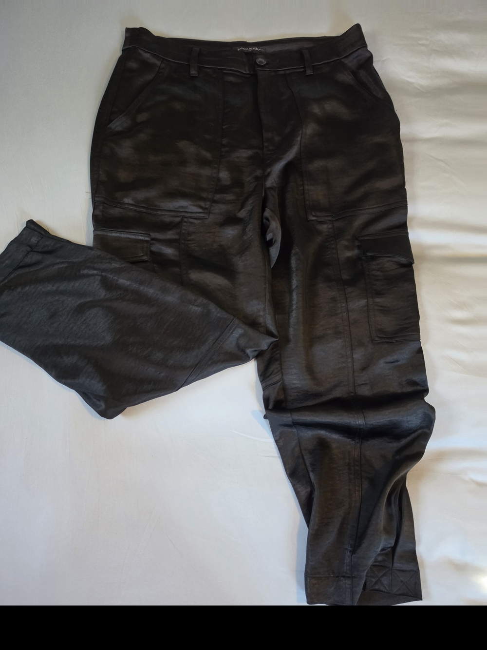 Banana Republic Black Satin Cargo Joggers
